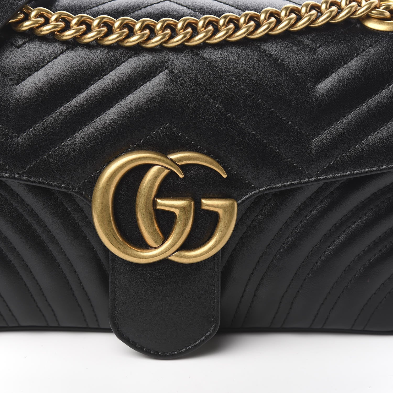 Gucci Calfskin Matelasse Small GG Marmont Shoulder Bag Black 10 of 10