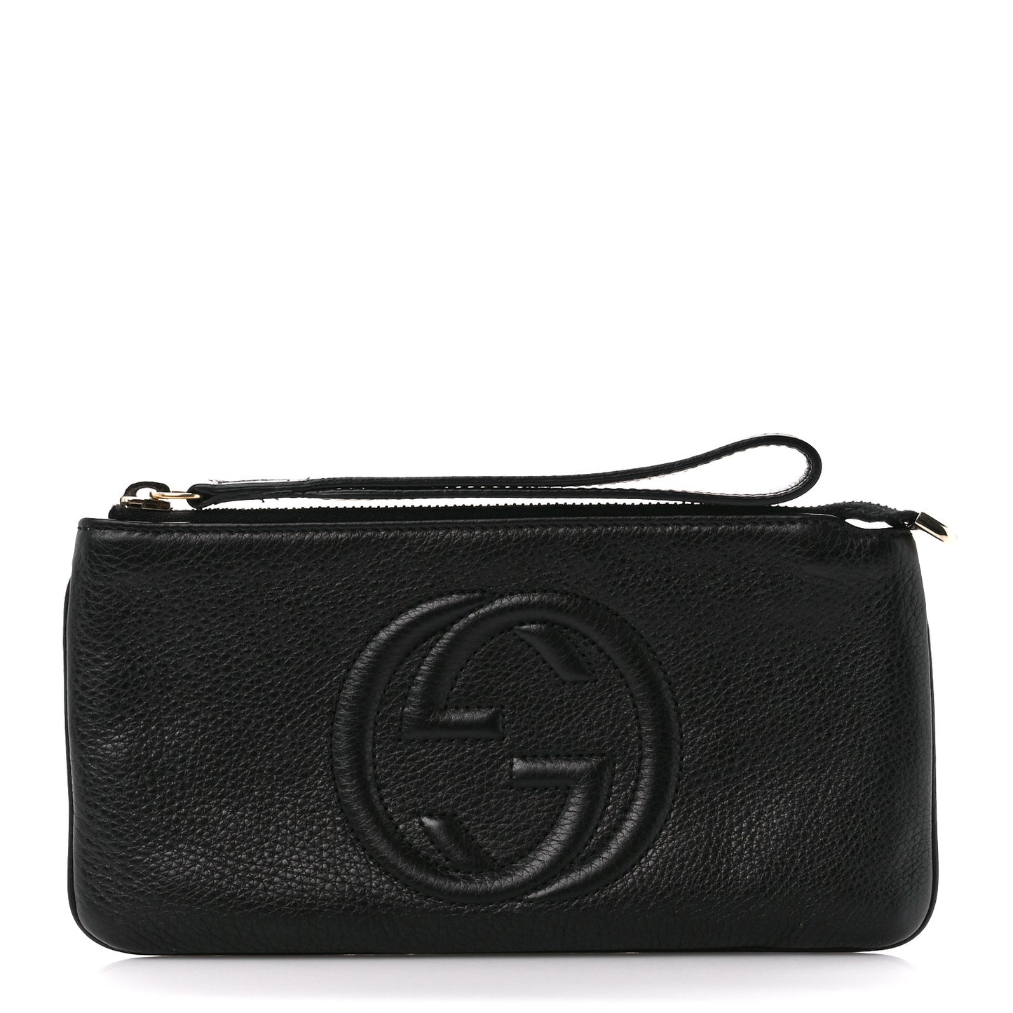 Pebbled Calfskin Soho Wristlet Black