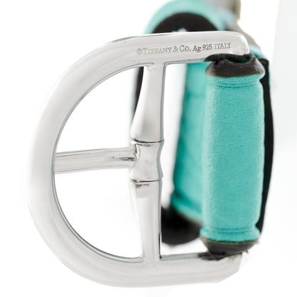 Tiffany Sterling Silver Leather Return to Tiffany Double Wrap Bracelet Blue 7 of 8