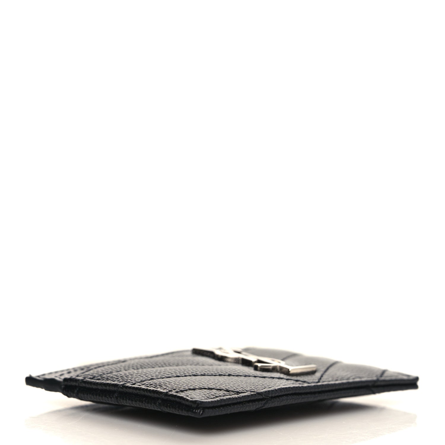 Saint Laurent Grain De Poudre Matelasse Chevron Monogram Credit Card Case Black 4 of 8