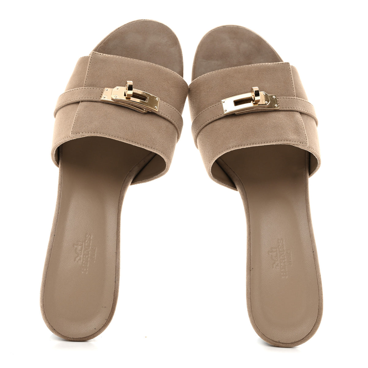 Hermes Suede Goatskin Gigi 50 Sandals 40 Beige Sable 2 of 11