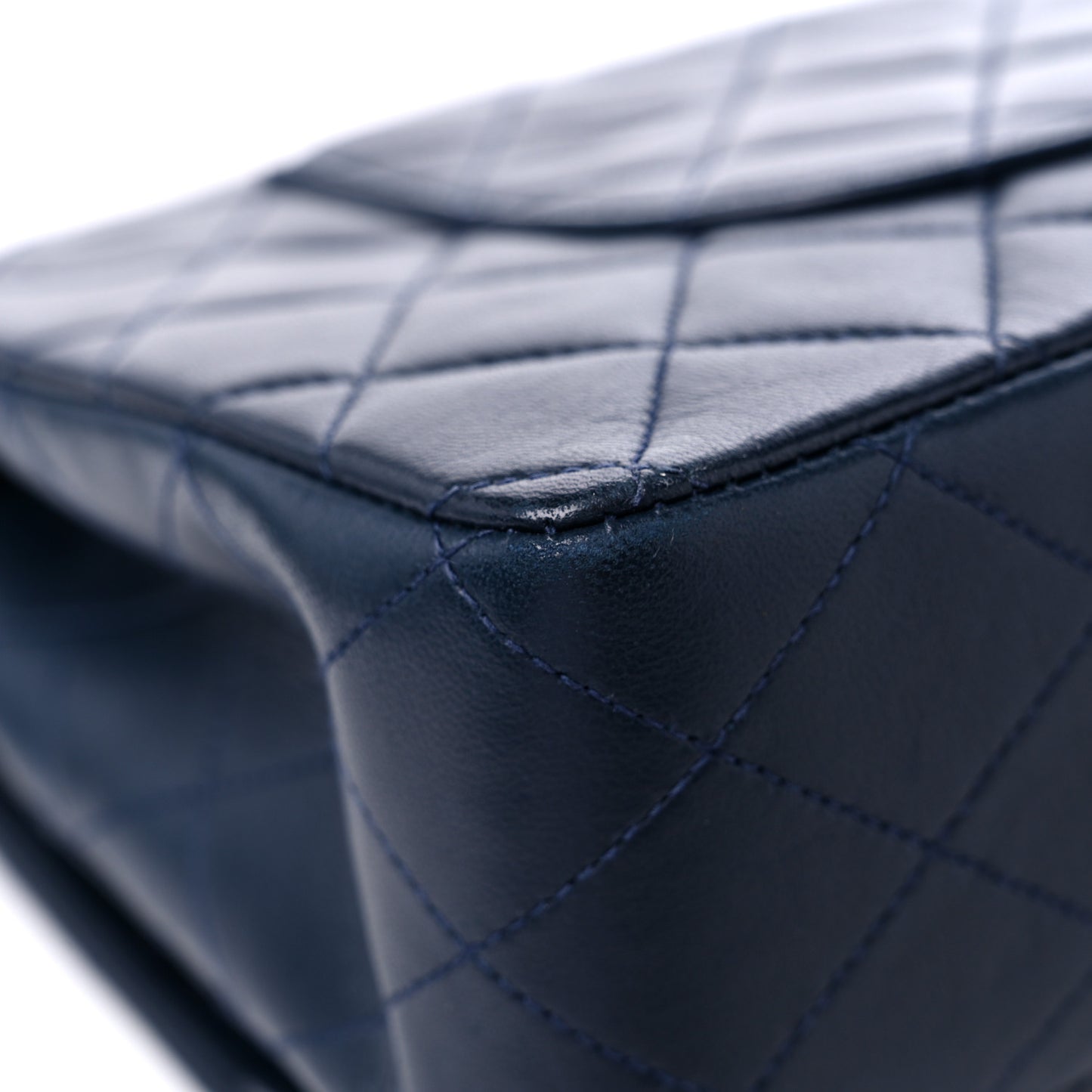 Lambskin Quilted Medium Double Flap Navy