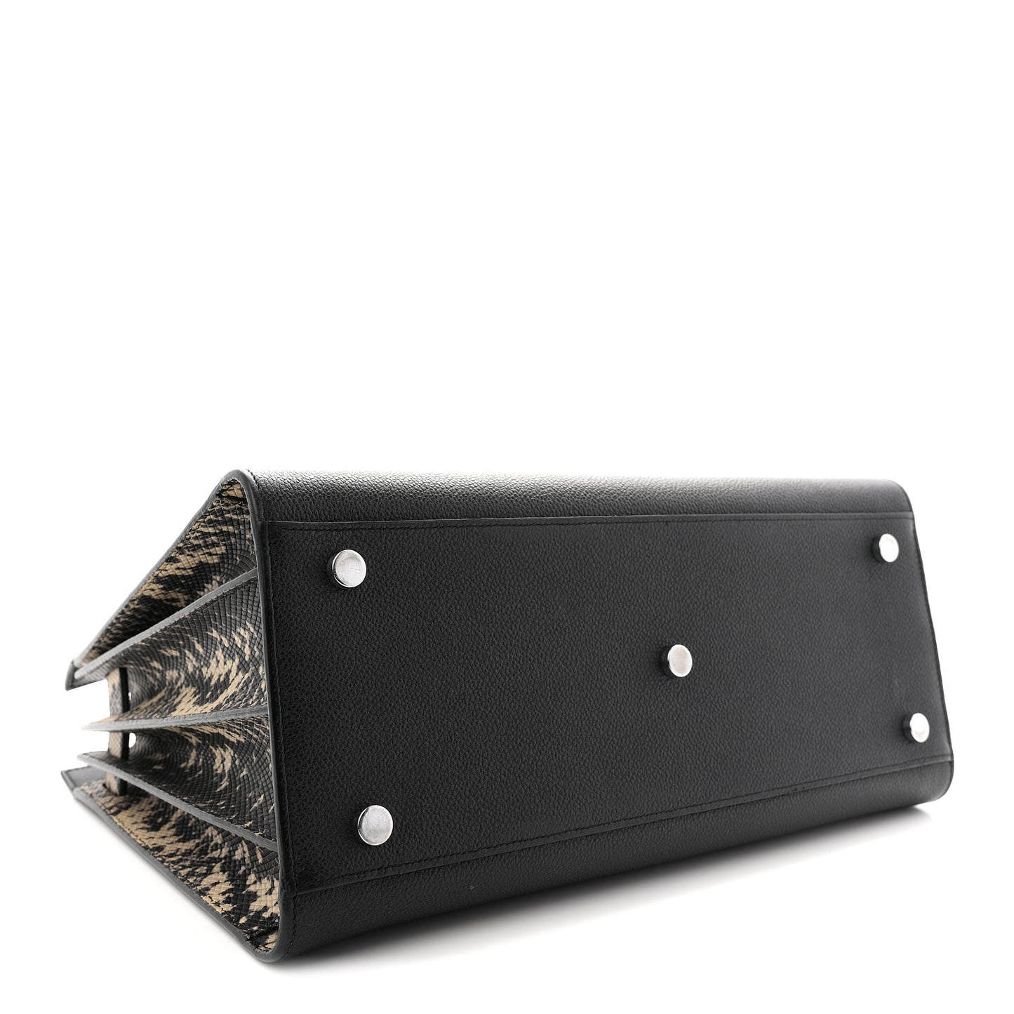 Grained Calfskin Embossed Python Small Sac De Jour Black