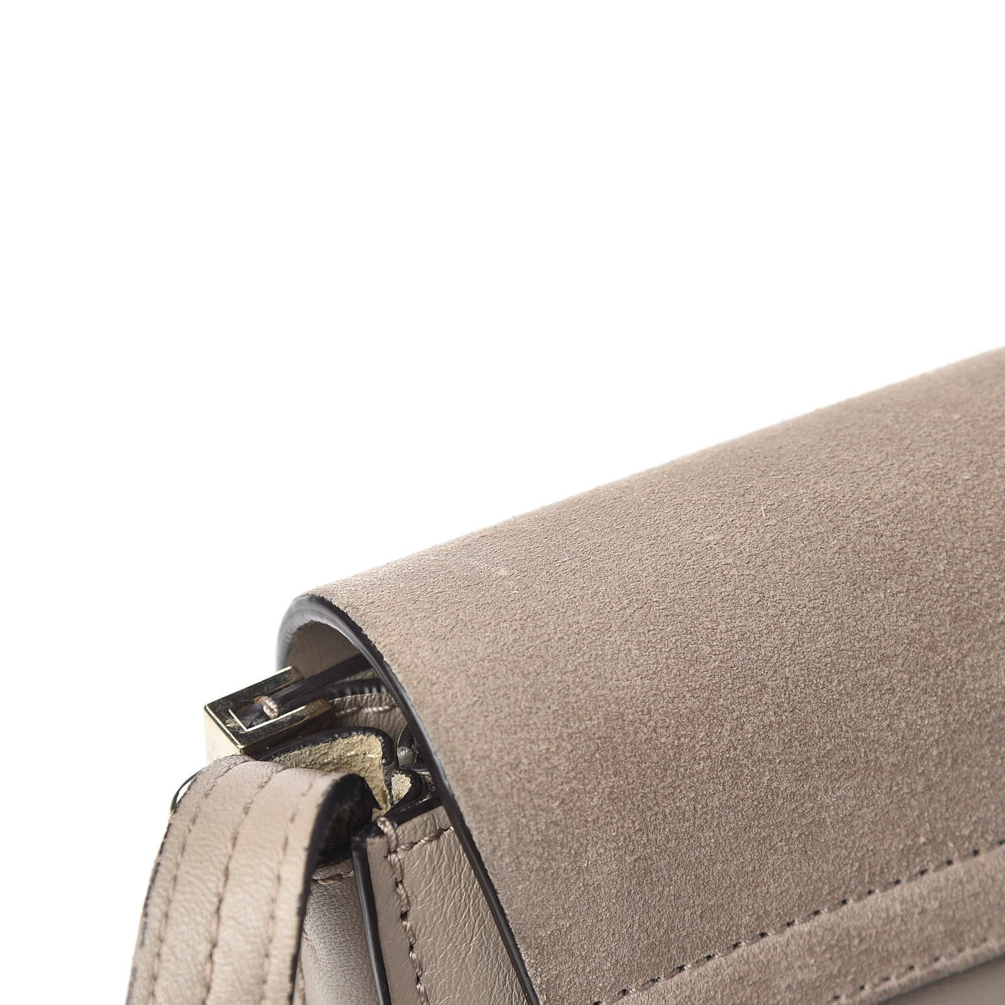 Suede Calfskin Small Faye Shoulder Bag Motty Grey