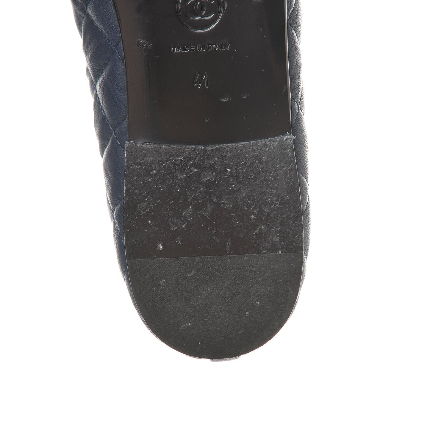 Lambskin Quilted Cap Toe Ballerina Flats 41 Navy