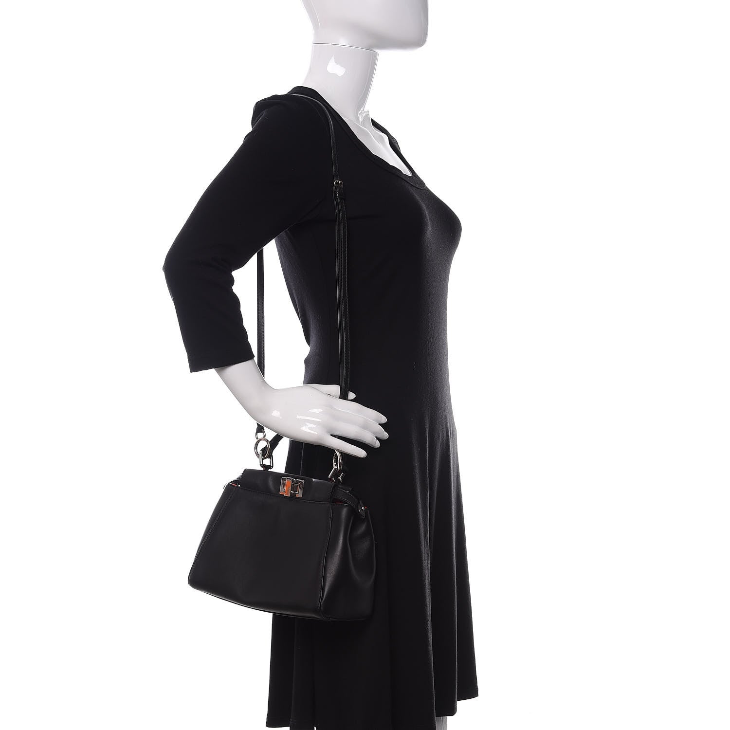 Fendi Nappa Karung Monster Eyes Mini Peekaboo Iconic Satchel Black Papavero 2 of 10
