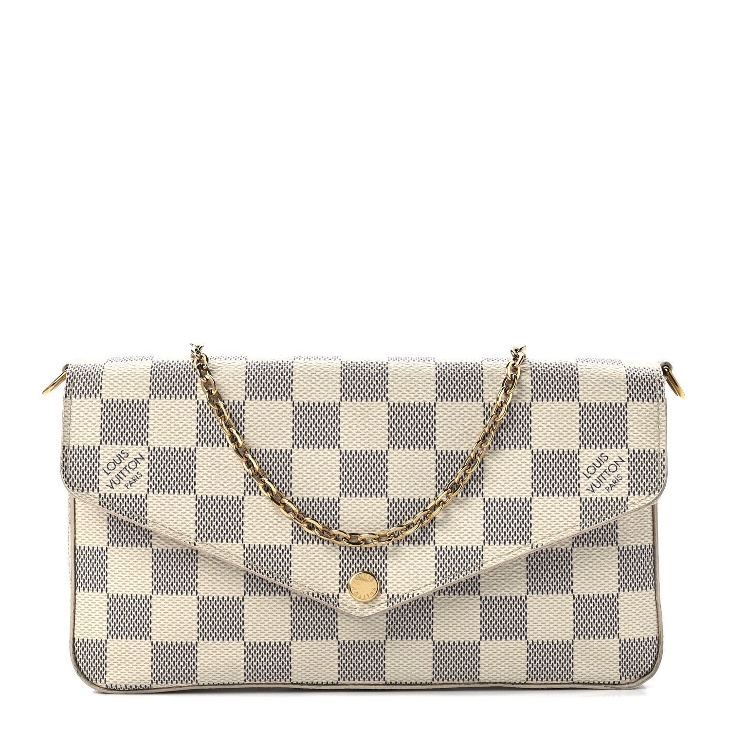Louis Vuitton Damier Azur Pochette Felicie Chain Wallet Rose Ballerine 3 of 17