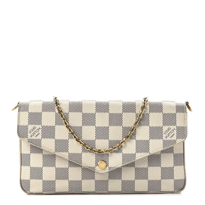 Louis Vuitton Damier Azur Pochette Felicie Chain Wallet Rose Ballerine 3 of 17