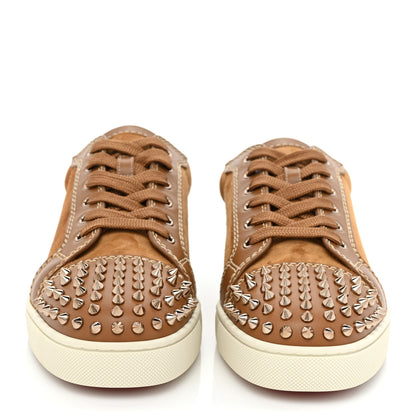 Christian Louboutin Suede Calfskin Mens Louis Junior Spikes Orlato Flat Sneakers 42 Brown 2 of 11