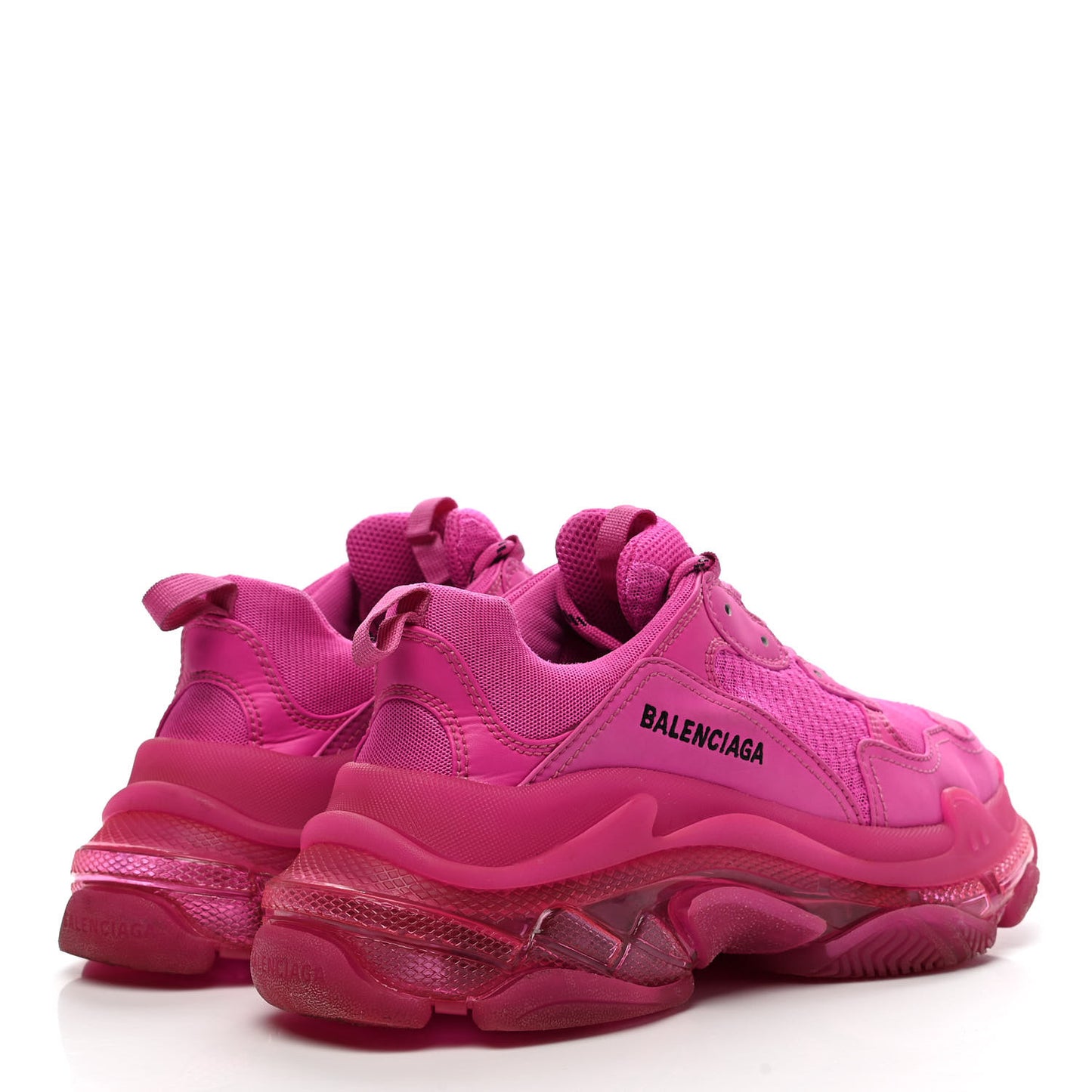 Fabric Mesh Clear Sole Fluo Womens Triple S Sneakers 40 Pink