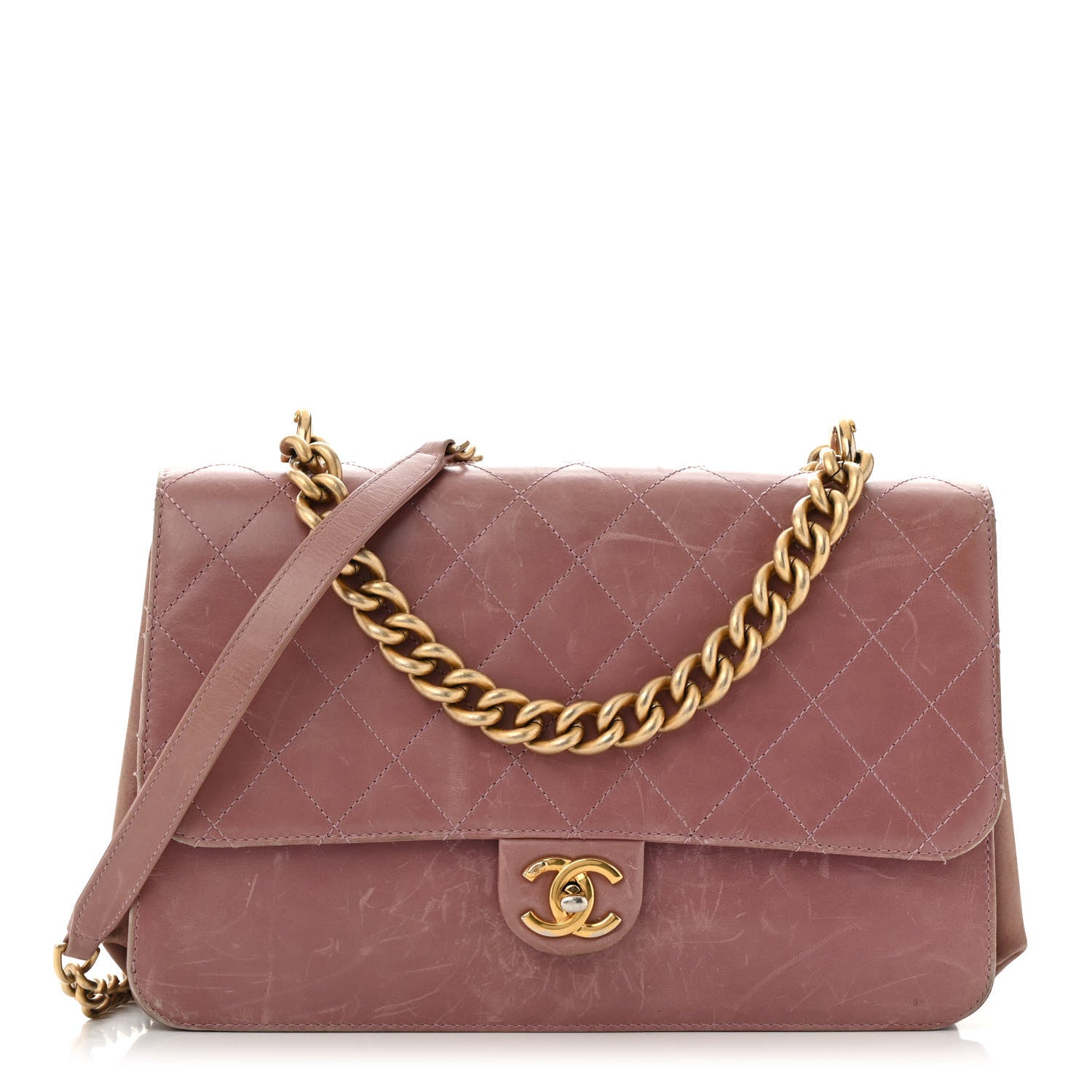 Chanel Calfskin Quilted Straight Lined Flap Purple 1 of 18