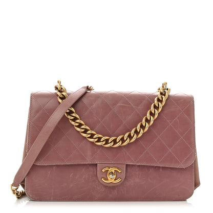 Chanel Calfskin Quilted Straight Lined Flap Purple 1 of 18