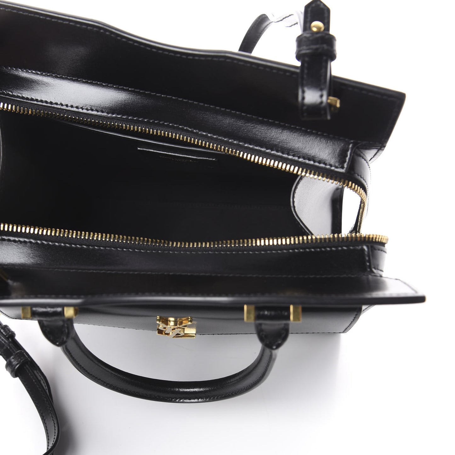 Shiny Calfskin Small Uptown Tote Black