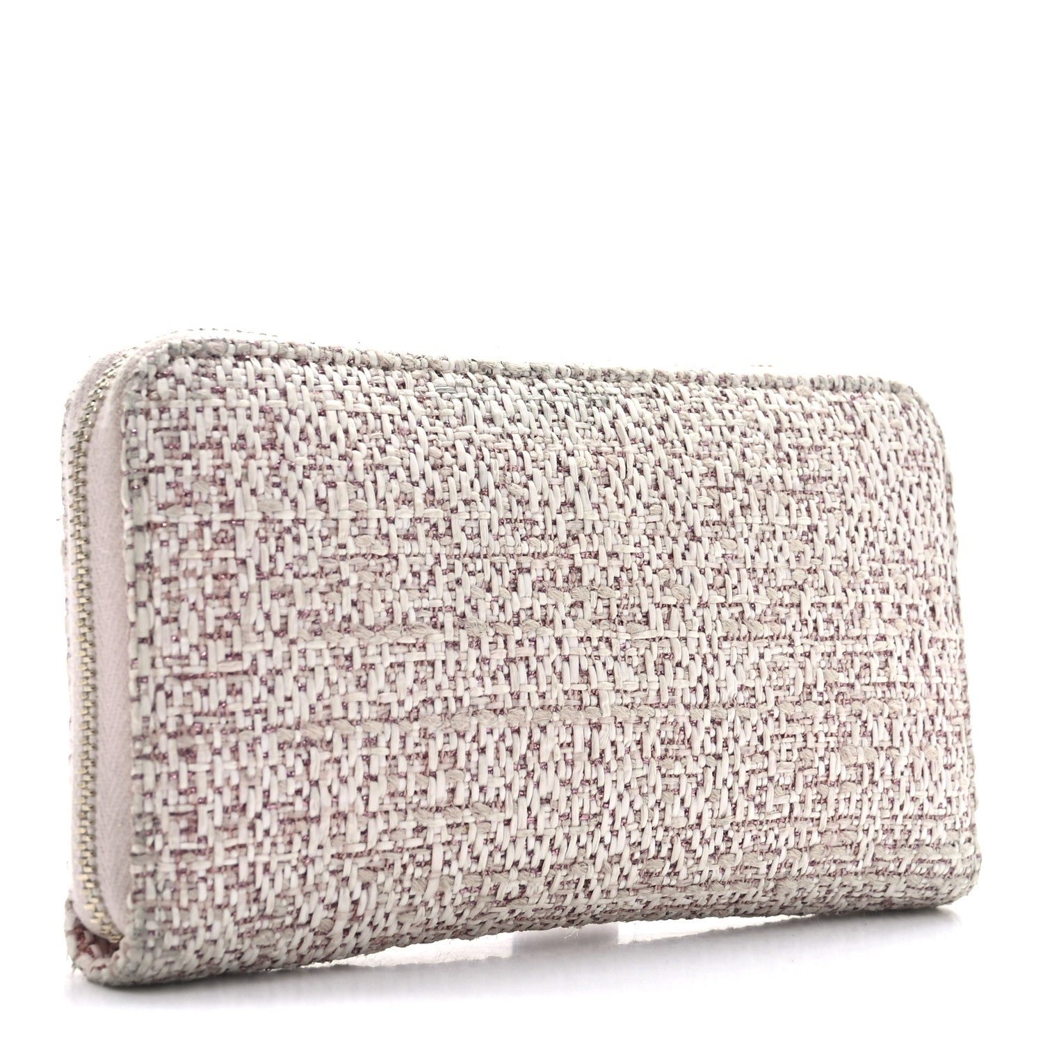 Chanel Lurex Canvas Deauville Medium Zip Around Wallet Pink 3 of 11