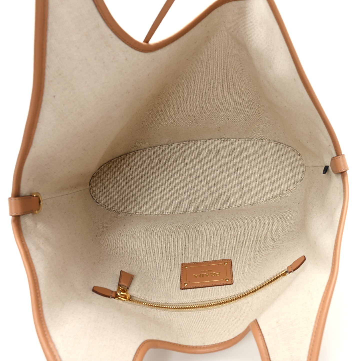 Linen Vitello Medium Logo Tote Natural