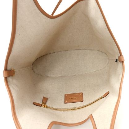 Prada Linen Vitello Medium Logo Tote Natural 5 of 11