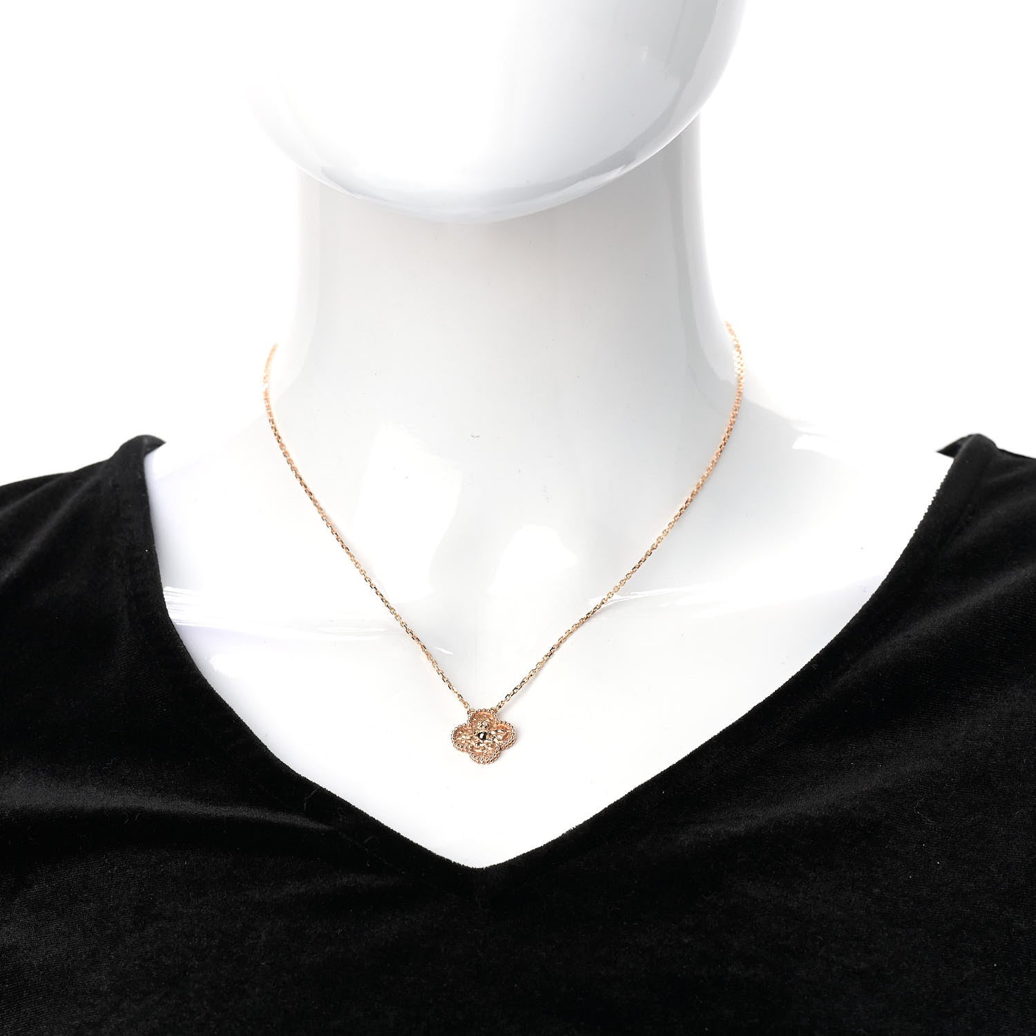 Van Cleef & Arpels 18K Rose Gold Vintage Alhambra Pendant Necklace 2 of 6