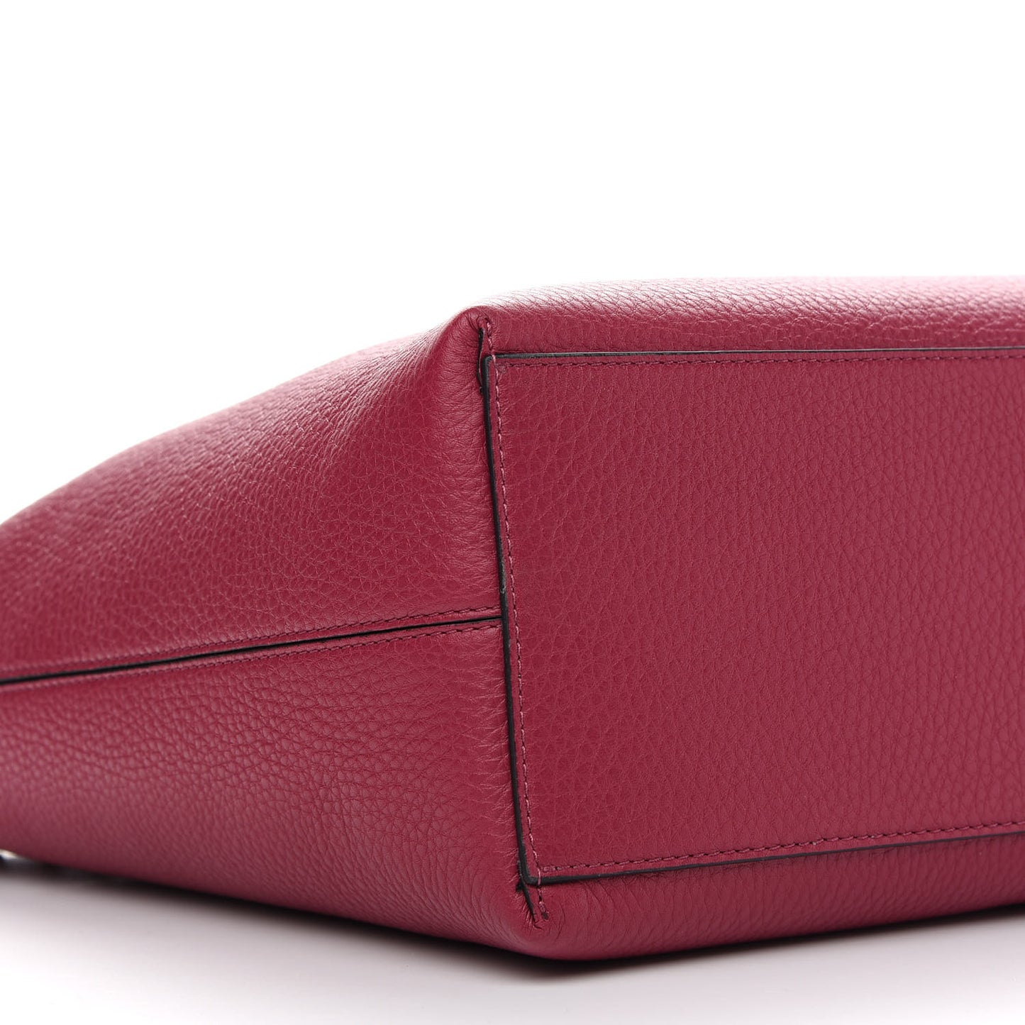 Grained Calfskin Rockstud Shoulder Tote Deep Cyclamin