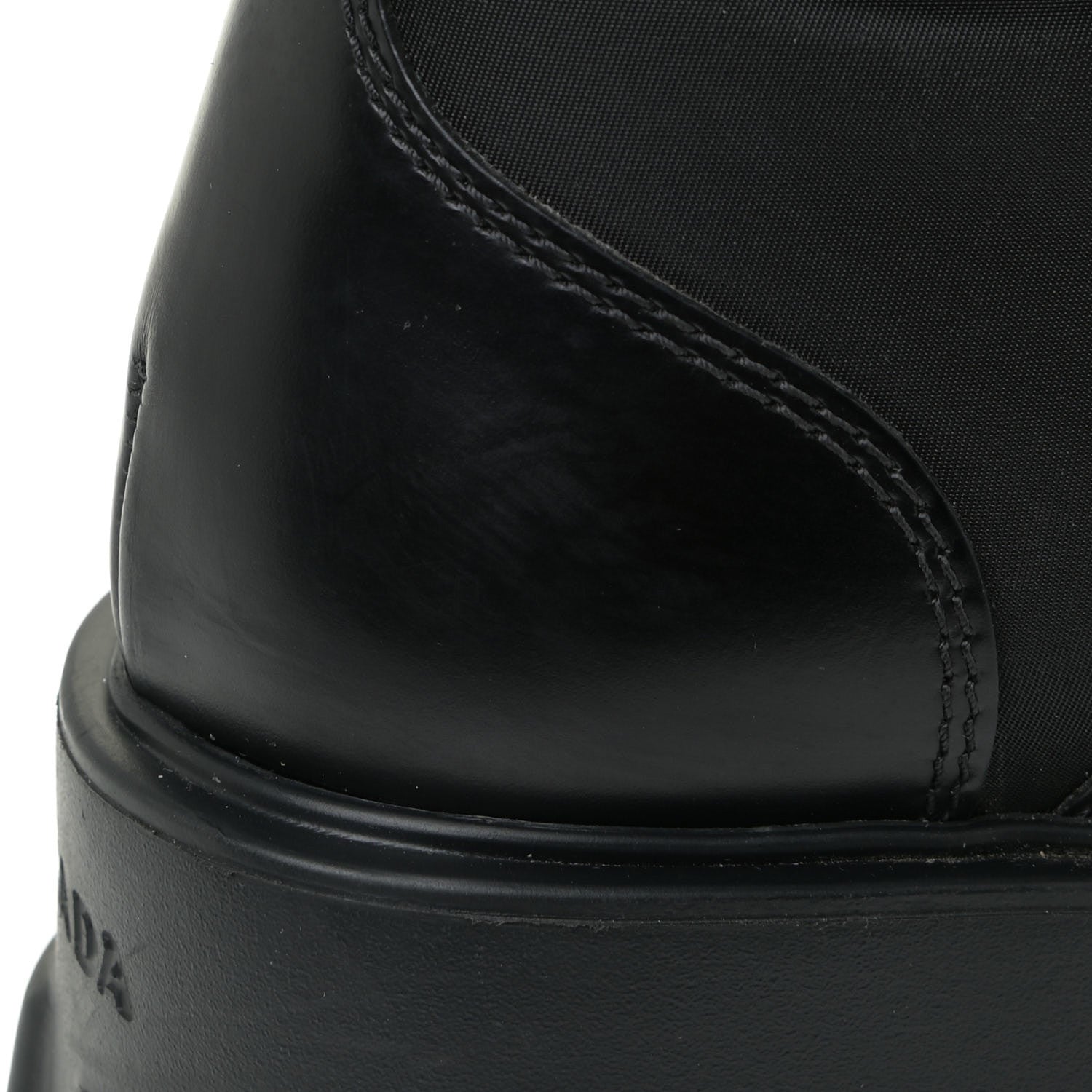 Prada Spazzolato Rois Nylon Metal Triangle Logo Monolith Pouch Pocket 55mm Boots 38 Black 13 of 19