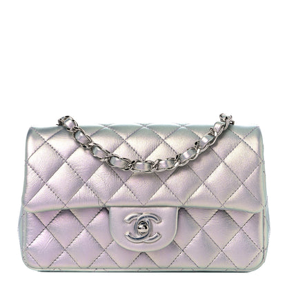 Chanel Iridescent Calfskin Quilted Mini Rectangular Flap Light Purple 1 of 12