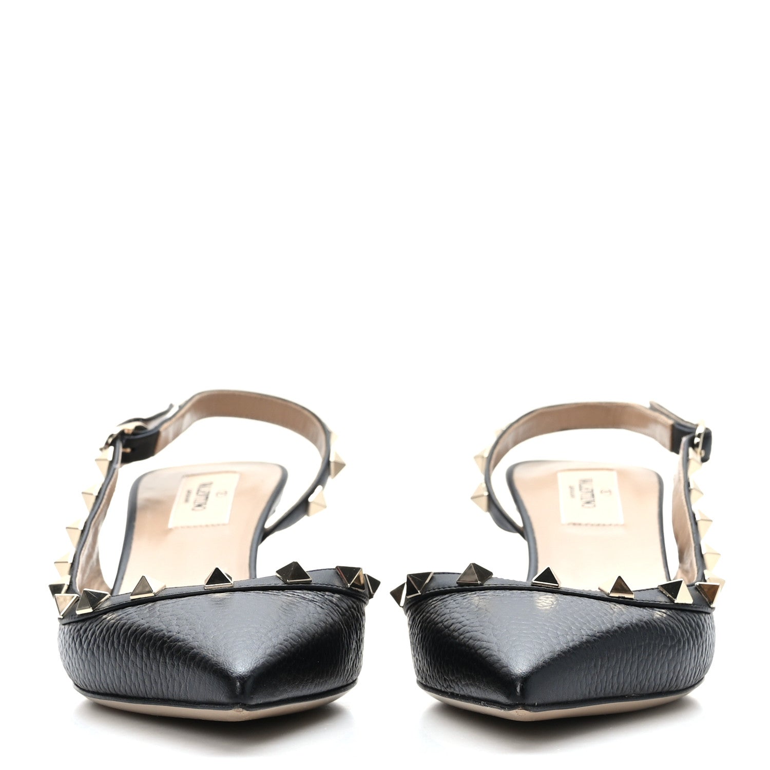 Valentino Garavani Pebbled Calfskin Rockstud Half d'Orsay Slingback 50mm Pumps 37 Black 2 of 9
