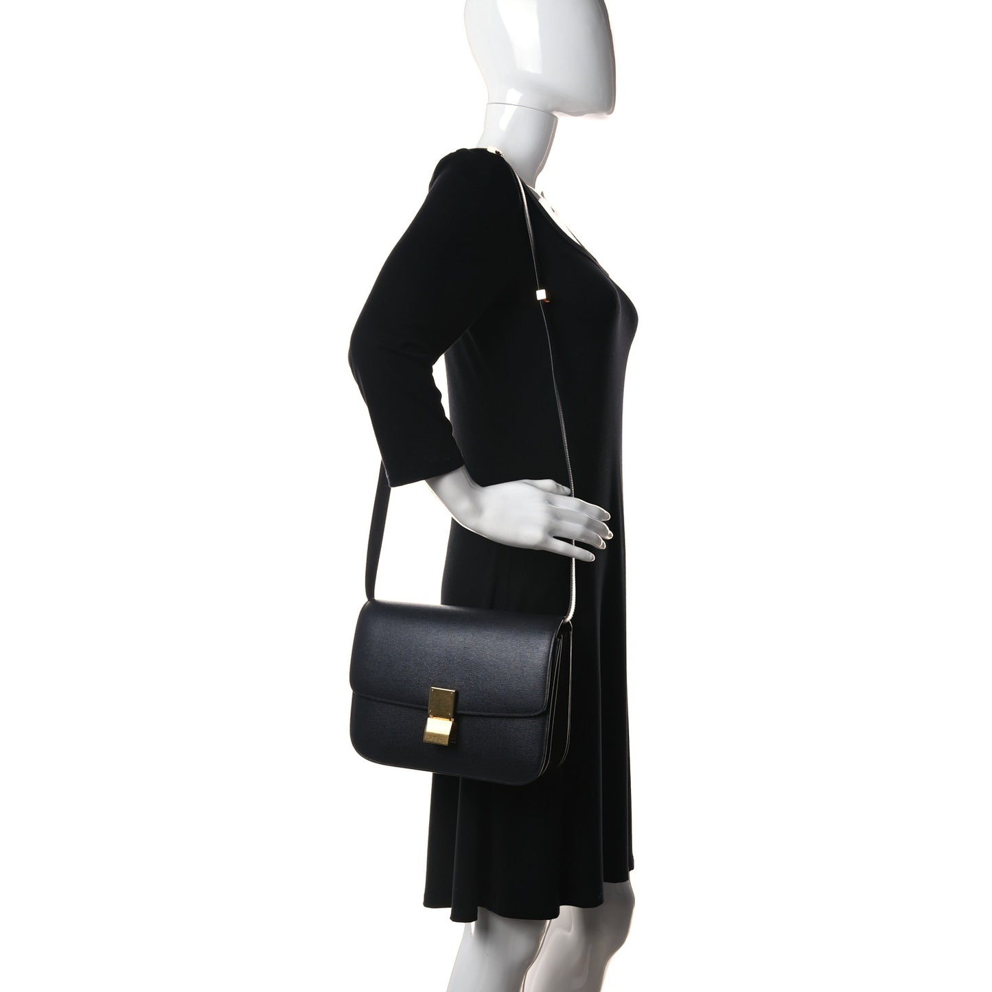 Liege Calfskin Medium Classic Box Flap Bag Black