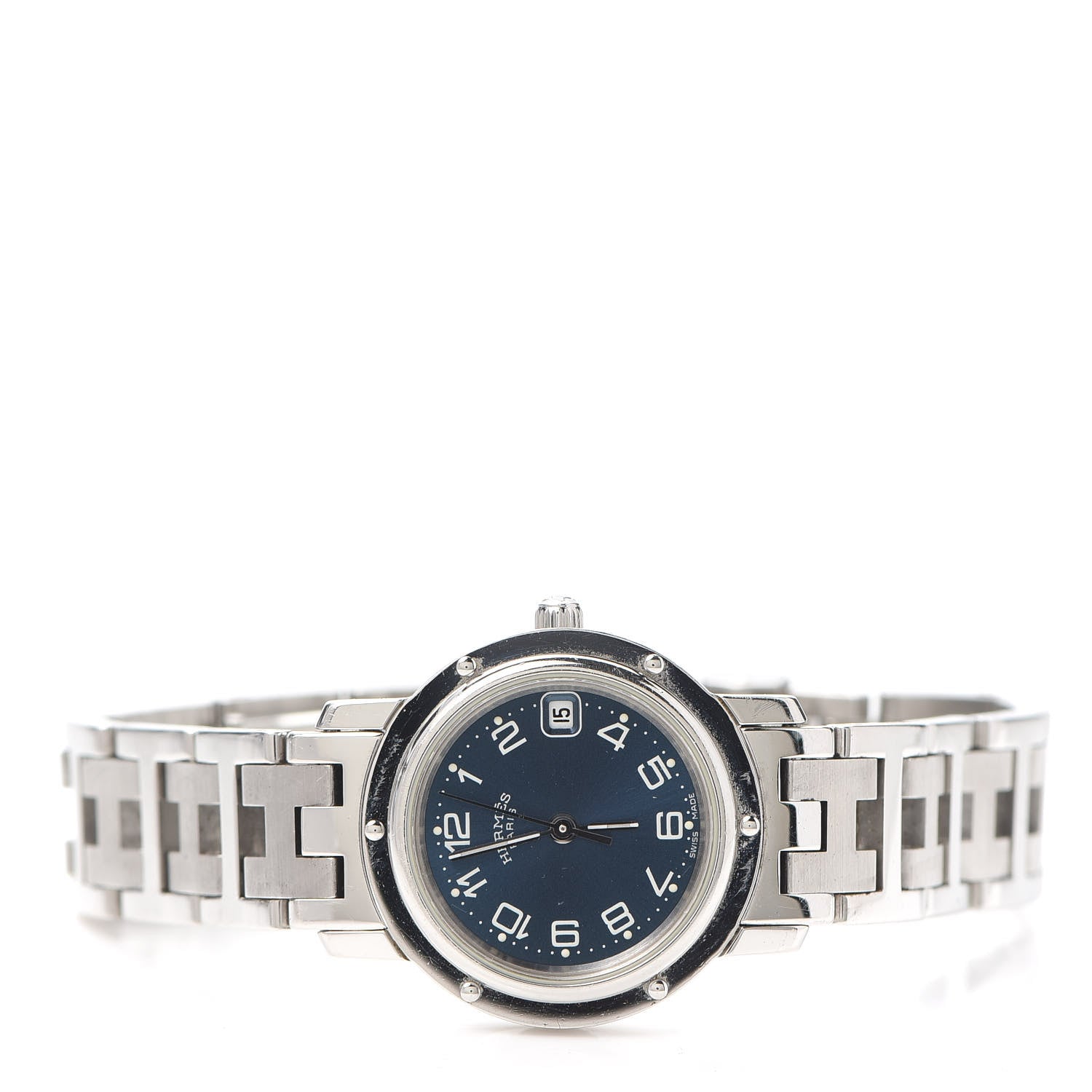 Hermes Stainless Steel 24mm Clipper Quartz Watch Blue 2 of 6