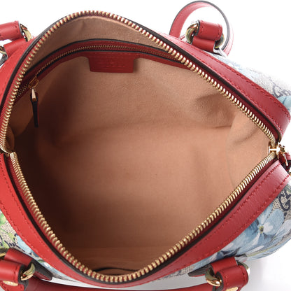 Gucci GG Supreme Monogram Blooms Small Boston Beige Blue Navy Hibiscus Red 5 of 9