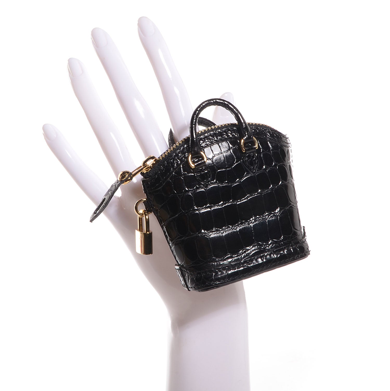 Louis Vuitton Alligator Mini Lockit Bag Charm Black 2 of 8