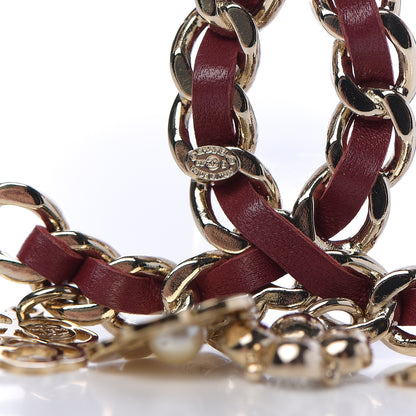 Chanel Lambskin Crystal Chain CC Charms Brooch Red Gold 3 of 3