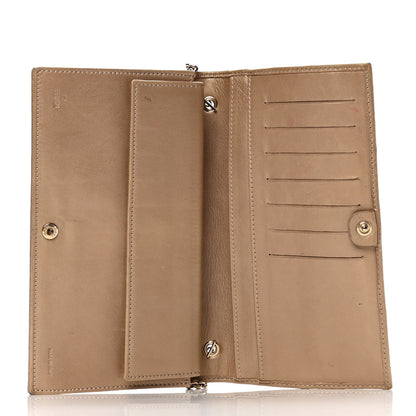 Fendi Metallic Nappa Logo Embossed Long Wallet On Chain Gold 4 of 6