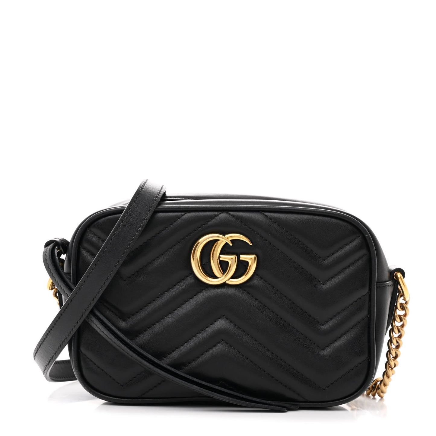 Calfskin Matelasse Mini GG Marmont Chain Shoulder Bag Black