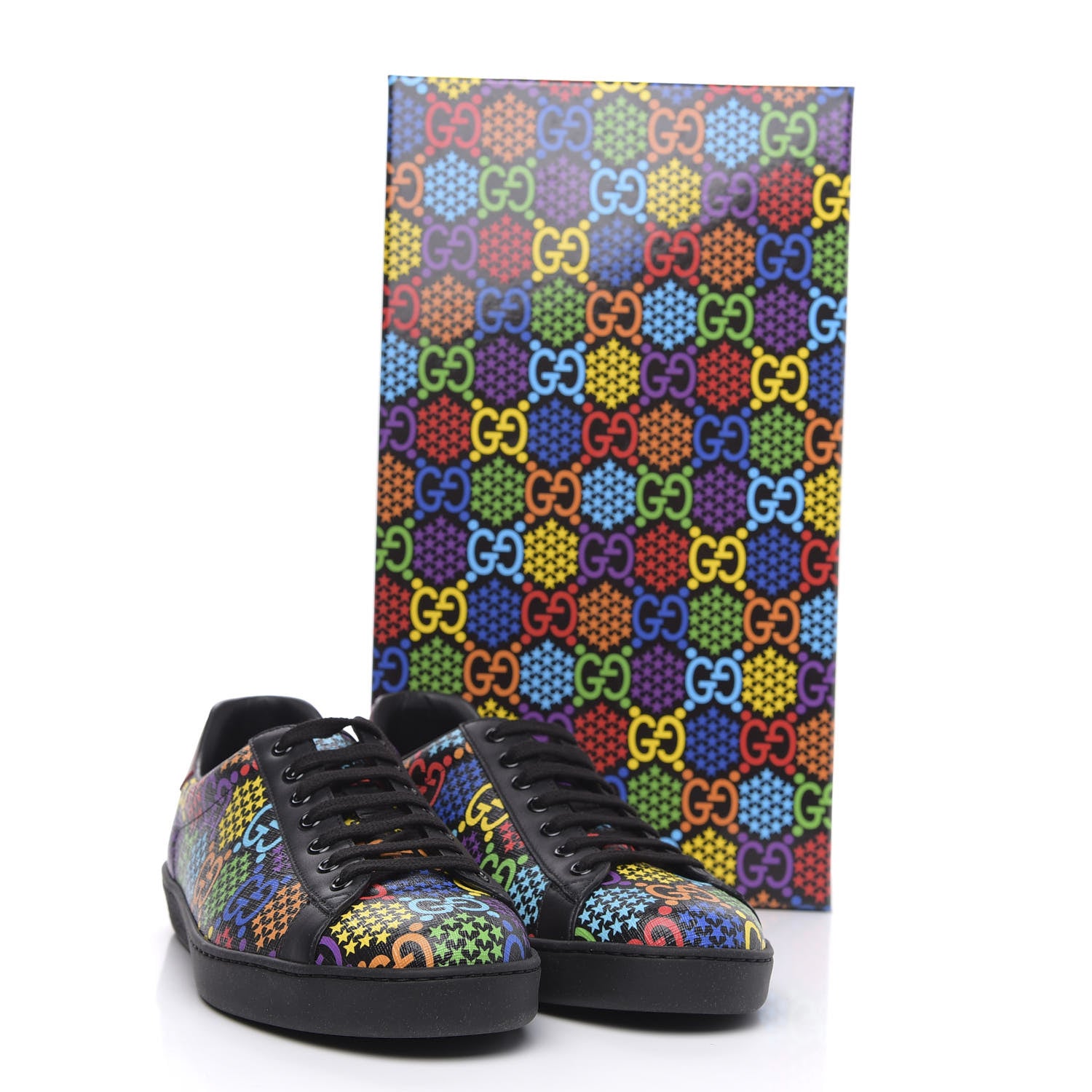 Gucci GG Supreme Monogram Psychedelic Mens Ace Sneakers 8 Black Multicolor 9 of 9