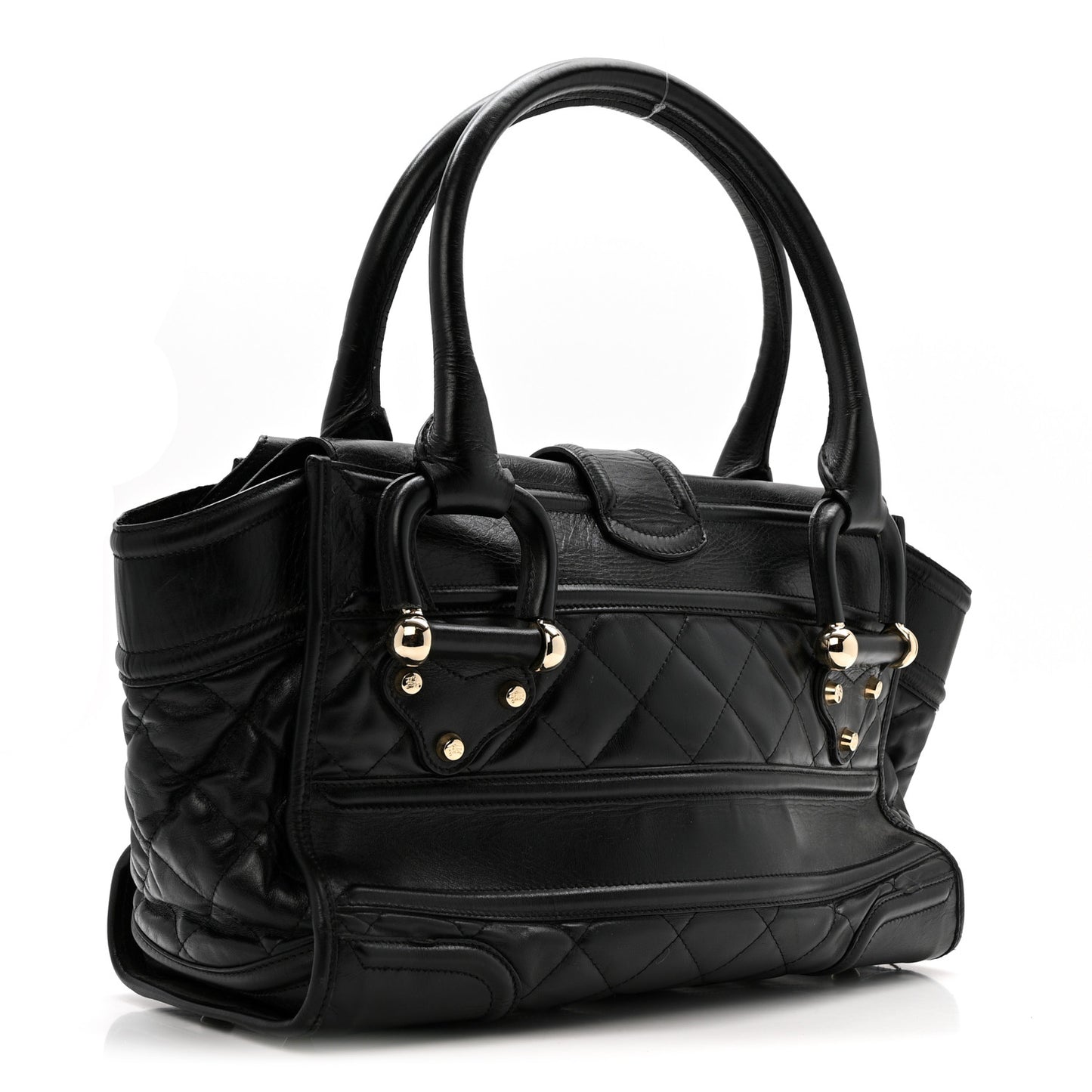 Calfskin Quilted Large Manor Tote Black