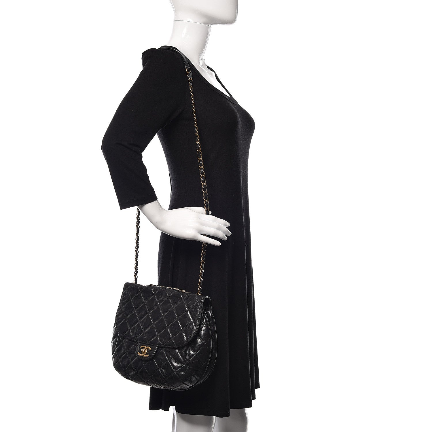 Chanel Glazed Calfskin Quilted Medium Bubble CC Flap Black 2 of 12