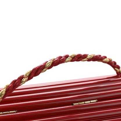 Saint Laurent Ribbed Plexiglass Lambskin Fringe Monogram Opium Box Bag Red 11 of 11