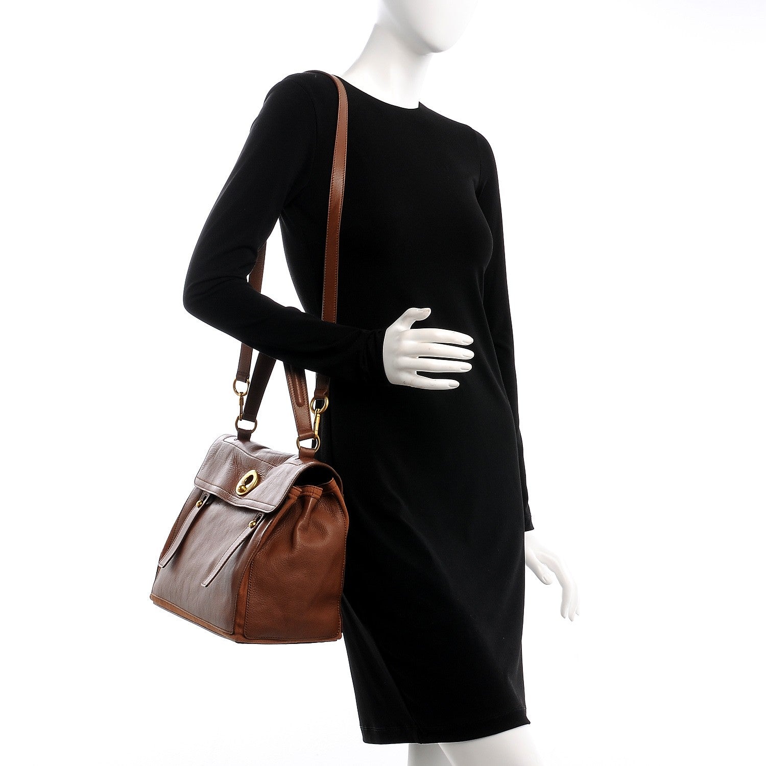 Saint Laurent Calfskin Canvas Medium Muse Two Brown 2 of 14