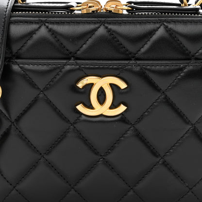 Chanel Shiny Calfskin Quilted Top Handle Vanity Black 9 of 13