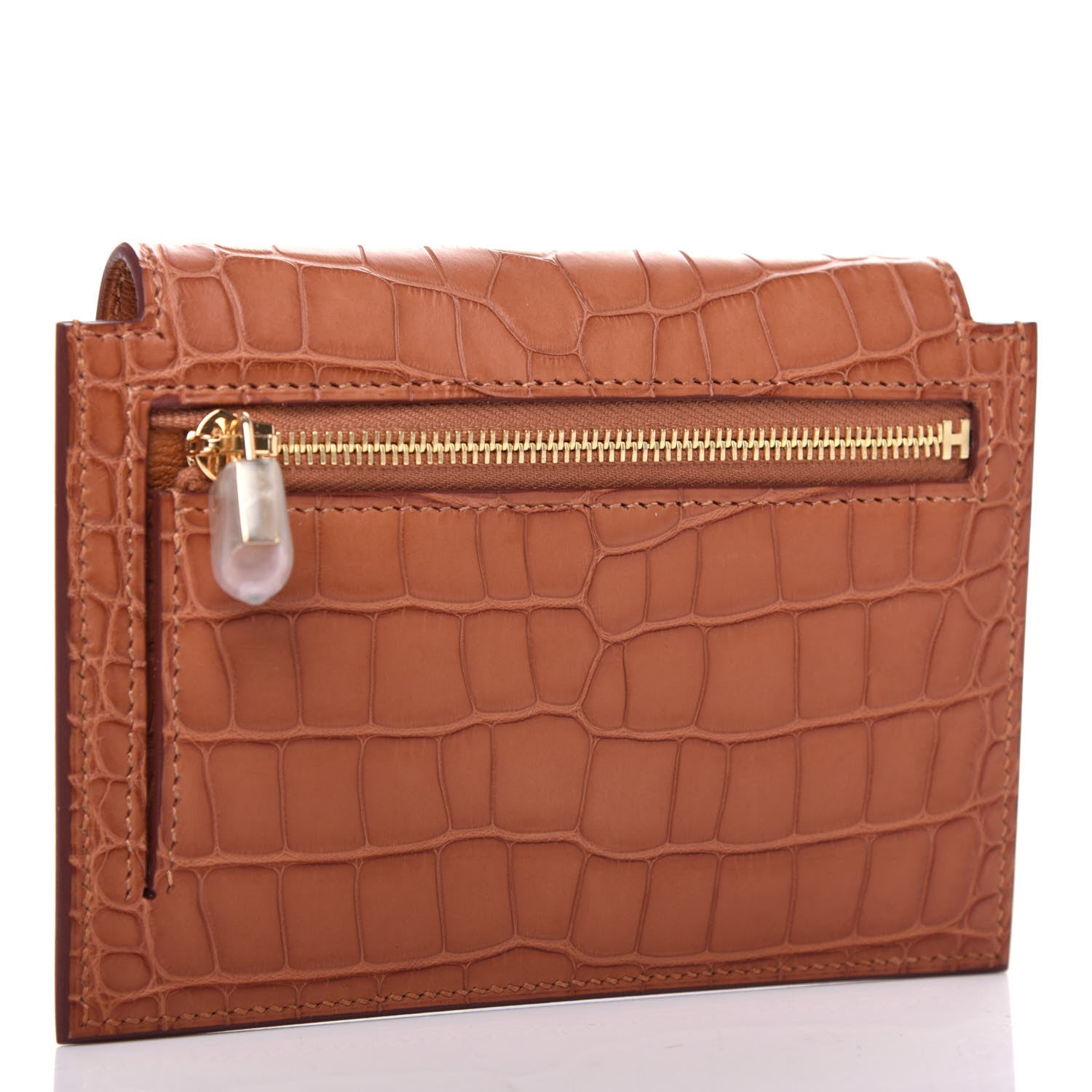 Hermes Matte Alligator Kelly Pocket Compact Wallet Gold 3 of 8