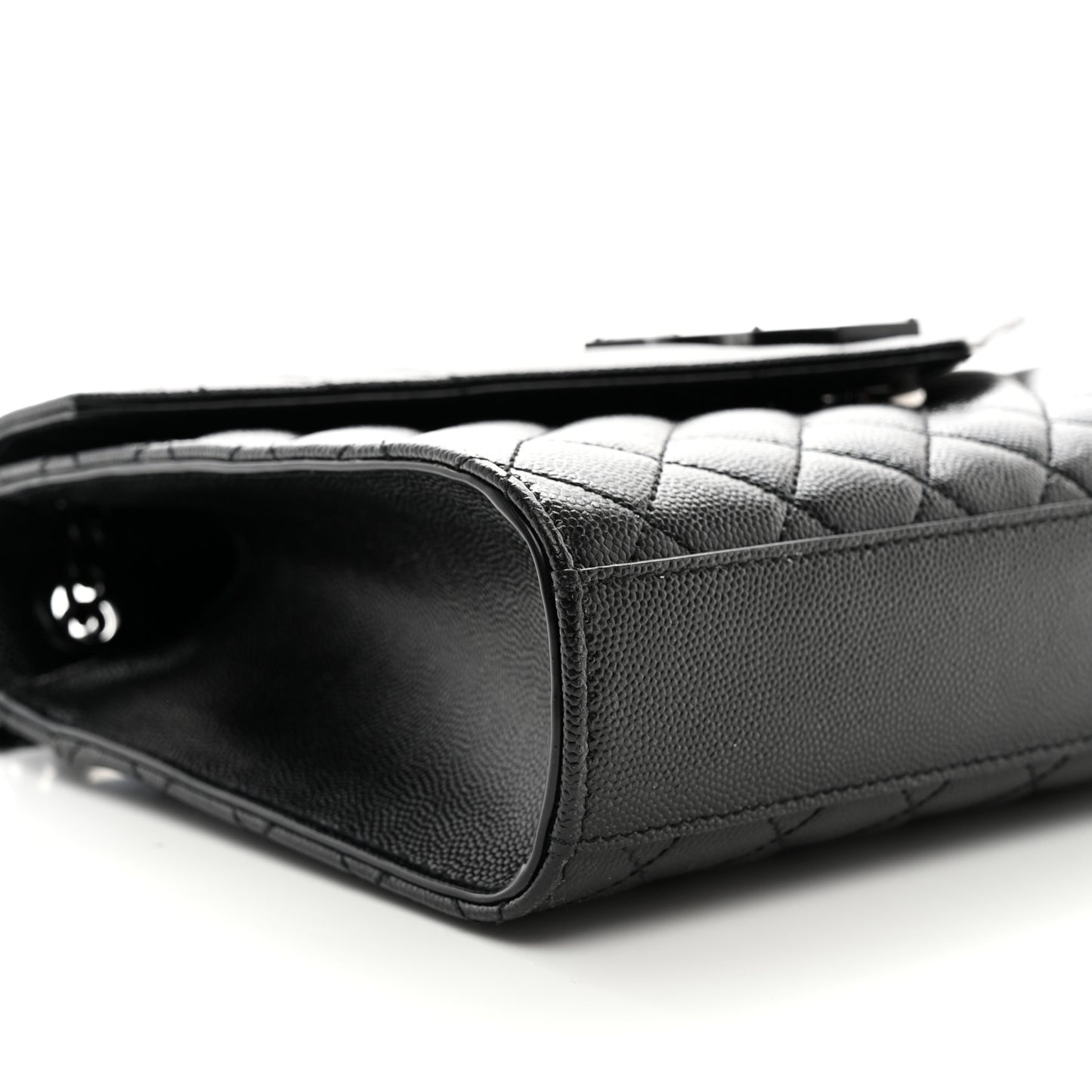 Grain De Poudre Textured Mixed Matelasse Triquilt Medium Monogram Monochrome Satchel Black