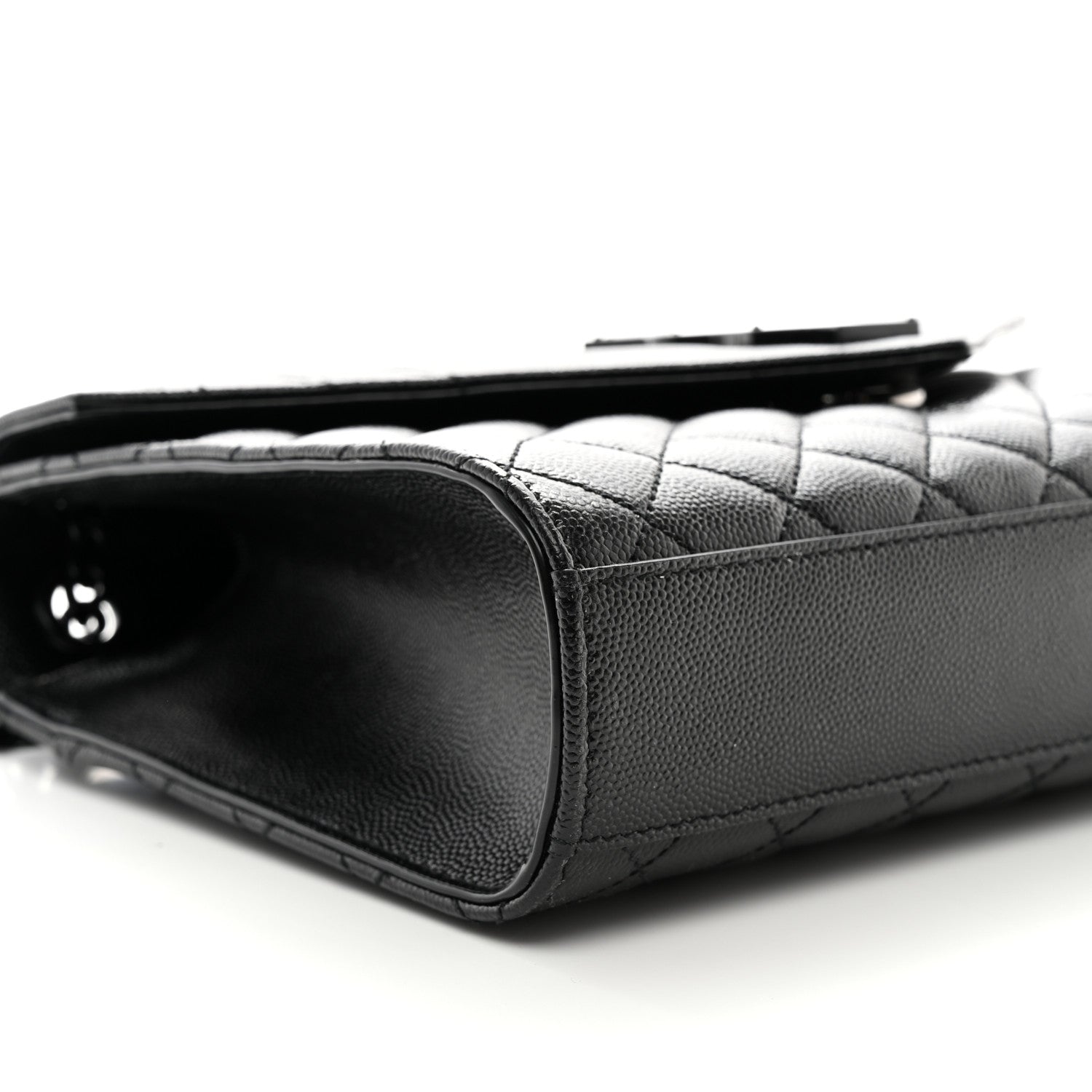 Saint Laurent Grain De Poudre Textured Mixed Matelasse Triquilt Medium Monogram Monochrome Satchel Black 9 of 10