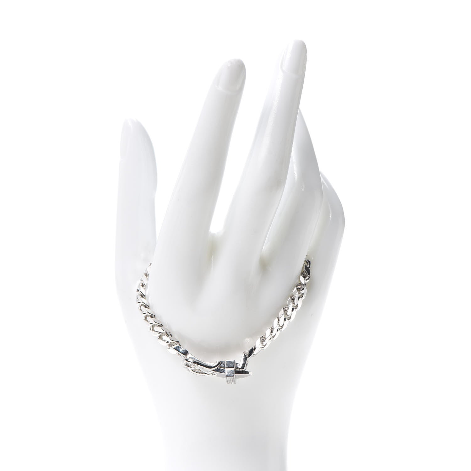 Hermes 18K White Gold Diamond Boucle Sellier Bracelet LG 2 of 5
