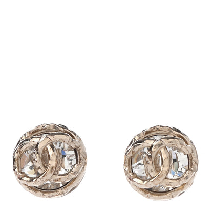Chanel Crystal Round CC Earrings Gold 1 of 4