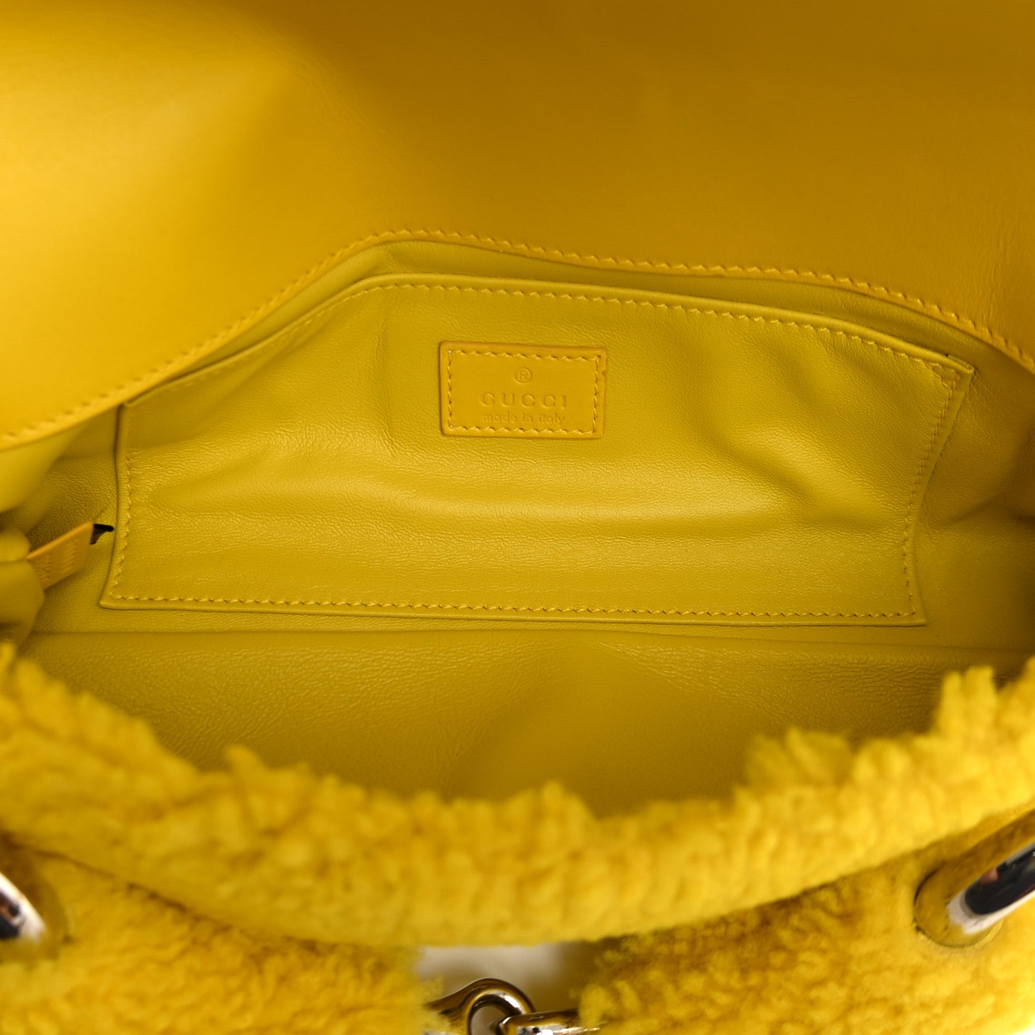 Gucci Merino Wool Medium Maxi Horsebit Chain Shoulder Bag Yellow 4 of 9
