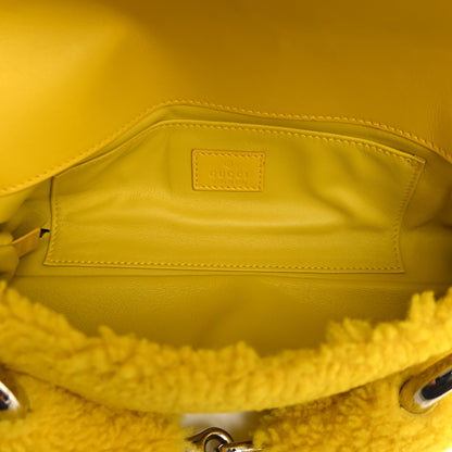 Gucci Merino Wool Medium Maxi Horsebit Chain Shoulder Bag Yellow 4 of 9
