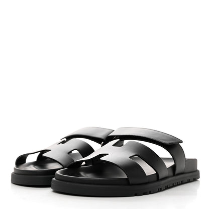 Hermes Calfskin Womens Chypre Sandals 37 Black 4 of 9