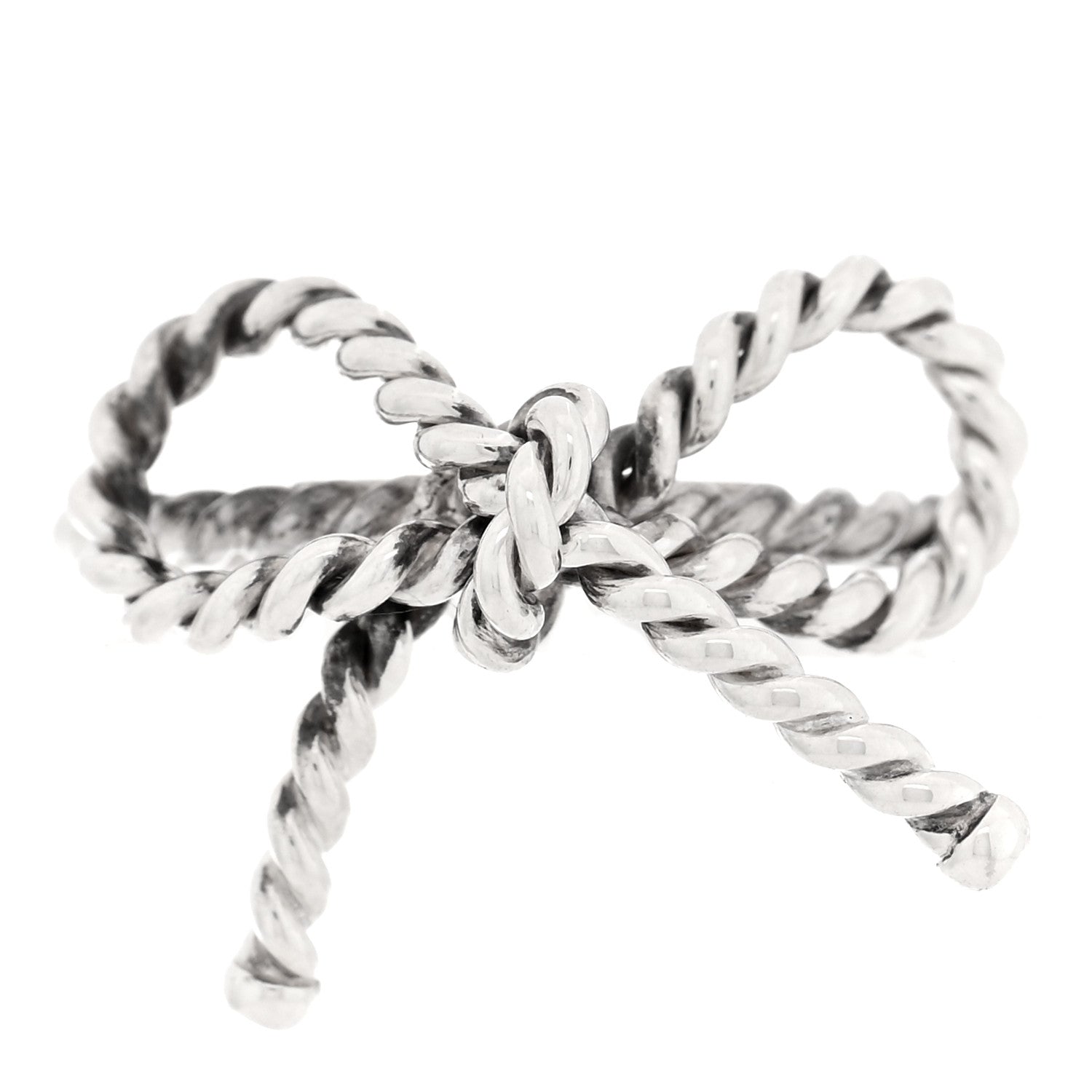 Tiffany Sterling Silver Textured Twist Bow Ring 44 3 1 of 4