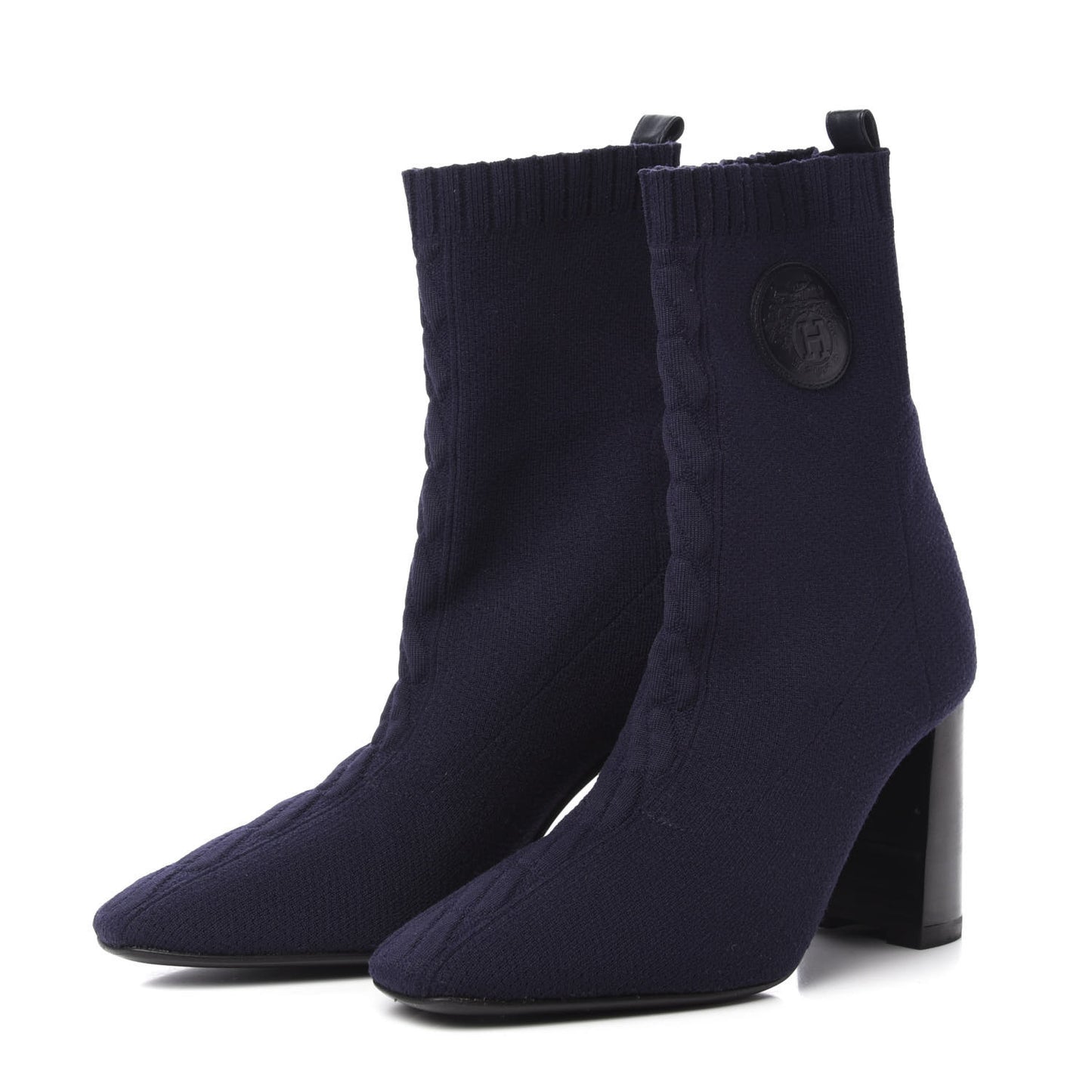 Knit Calfskin Volver Ankle Boots 37 Bleu Diplomatique