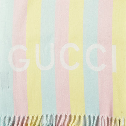 Gucci Wool Cotton Jacquard Magmadera Striped Scarf Pastel Multicolor 3 of 4