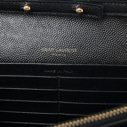 Saint Laurent Grain De Poudre Matelasse Chevron Monogram Chain Wallet Black 6 of 10